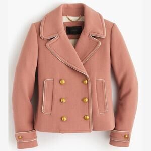 J Crew Double Breasted Wool Blend Short Peacoat Jacket Women's 2 Peach